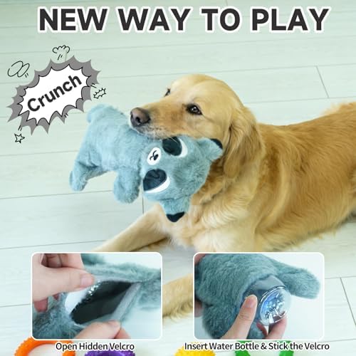 Mihachi No Stuffing Crinkle Dog Toys,2-in-1 Holds Water Bottles-Cruncher with Puncture Resistant Squeaker, Dog Squeak Toys Plush Dogs Chew Toy for Small Medium Large Breed Chewer, Raccoon - Image 2