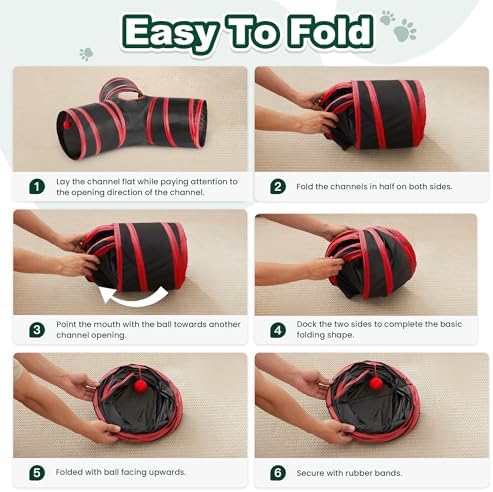 Love's cabin Cat Tunnel for Indoor Cats, 3-Way Collapsible Play Tunnel - Image 7