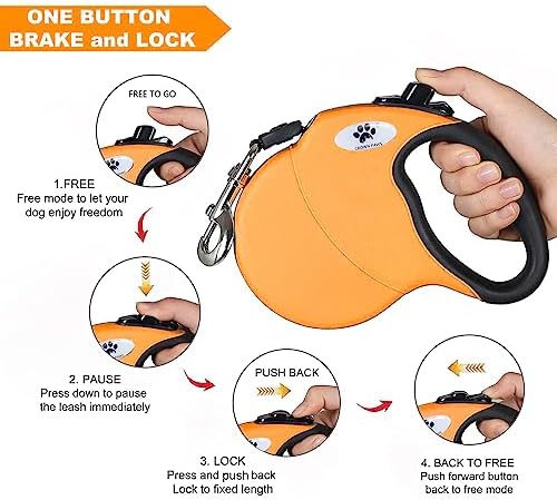 Retractable Dog Leash, 16ft Pet Walking Leash for Large Dogs Under 110 lbs, Orange L - Image 3