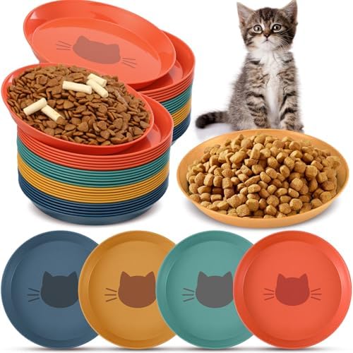 Gerrii 24 Pieces Fatigue Relief Cat Bowl 6 Inch Shallow Cat Food Dish Stray Wet Feeding Bowls Wide and Small Pet Plates for Ferrets Feral Short Legged Kitten Shelter(Elegant Color,Pattern) by Gerrii