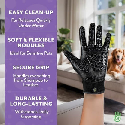 H HandsOn Pet Grooming Gloves - Patented #1 Ranked, Award Winning Shedding, Bathing, & Hair Remover Gloves - Gentle Brush for Cats, Dogs, and Horses (Black, Junior) - Image 4