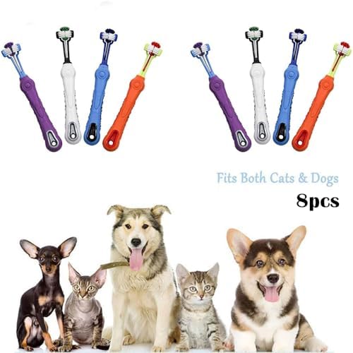 Orgrimmar 8 Pcs 3-Sided Pet Toothbrush Dog Cat Mouth Dental Teeth Care - Image 4