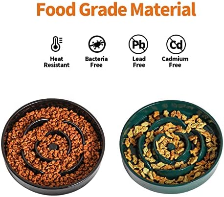 8.66 in Black Ceramic Dog Bowl Slow Feeder for Medium and Large Breed Dogs, Anti-Choking and Slowing Down Eating Time, Heavy Weighted Non-Slip Base - Image 4