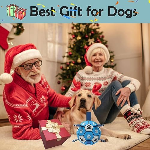 Dog Soccer Ball, Interactive Toys for Tug of War, Puppy Birthday Gifts, Tug Toy, Water Toy, Durable Balls for Small & Medium Size(6 inch-Blue) - Image 6