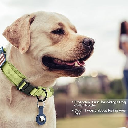 DAGANXI Tactical Dog Collar, Adjustable Military Training Nylon Dog Collar with Control Handle and Heavy Metal Buckle for Medium and Large Dogs, with Patches and Airtags Case (M, Spring Grass) - Image 2
