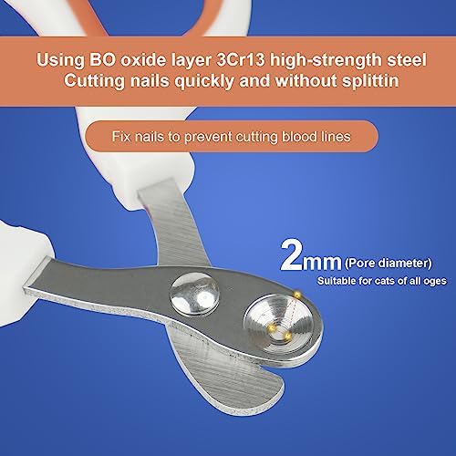 Cat Nail Clippers with Circular Cut Hole -Avoid Over Cutting Pet Nail Clippers -Sharp Angled Blade Professional Paw Trimmer Set for Novice Pet Families (Orange) - Image 5