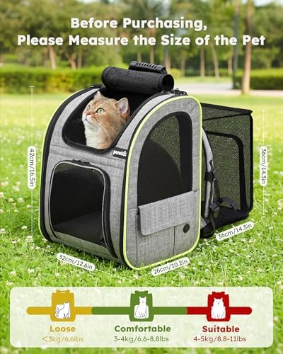 pecute Cat Backpack Expandable, Cat Carrier Backpack with Breathable Window - Image 2