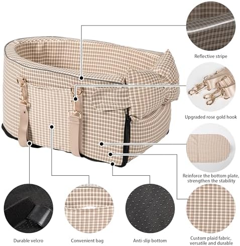Center Console Dog Car Seat for Small Dogs, Removable Pet Seat with Cushion Board Safety Belt,Console Dog Car Seats for Small Puppy Up to 15 Lbs - Image 6