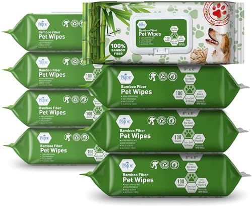 MED PRIDE Bamboo Fiber Dog Wipes 8x8 in,Biodegradable,Aloe Vera,800 Count by MEDPRIDE