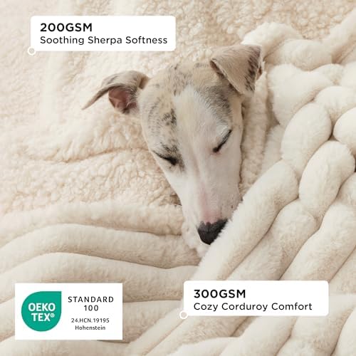 Bedsure ComfyFleece™ Waterproof Dog Blankets for Small Dogs,25x35 Cream - Image 2