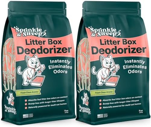 Sprinkle & Sweep: Litter Box Deodorizer - 2 Pack, 8oz Bags - Cat & Kitten Home Odor Neutralizer, Ultra-Absorbent Formula, Non-Toxic, Pet Smell Control by SprinkleSweep