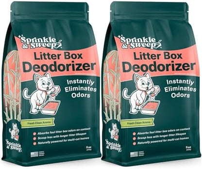 Sprinkle & Sweep: Litter Box Deodorizer - 2 Pack, 8oz Bags - Cat & Kitten Home Odor Neutralizer, Ultra-Absorbent Formula, Non-Toxic, Pet Smell Control by SprinkleSweep