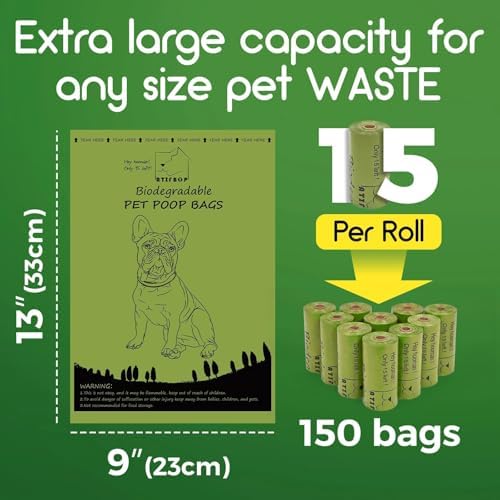 ATIFBOP Biodegradable Dog Poop Bags 150 Count 10 Rolls with Dispenser, Thicken and Leak Proof Poop Bag Holders for Leashes(Scented) - Image 2