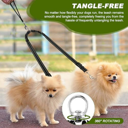 Double Dog Leash, 360° Swivel No Tangl-e Bungee Walking Training Leashes, Comfortable Shock Absorbing Reflective Bungee Reflective Walking Training Leash for 2 Dogs - Image 5