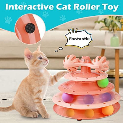 UPSKY Cat Toy Roller 4-Level Turntable with Colorful Balls and Bell Ball - Image 6