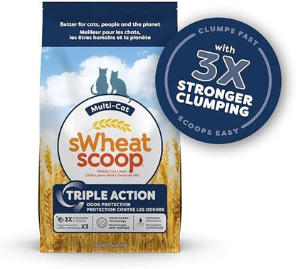 sWheat Scoop Triple Action Natural Wheat Cat Litter Odor Guard Technology, 3X Stronger Clumping, Super Absorbtion, 99.5% Dust Free Performance, 28 Pounds - Image 4