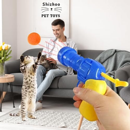 30 Pcs Soft Pom Pom Balls for Kittens with Cat Ball Launcher Toy, Interactive Plush Toy for Kitten Training and Play - Pet Products for Cats (3.0 CM with Bloster) - Image 2