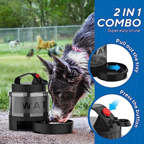 lesotc Portable Dog Water Bottle, 56oz Large Travel Water Bowl Dispenser for Dogs Camping Beach Walking Essentials, Big Pet Bottles Hiking Traveling Park Car Trips Accessories for On the Go, BPA Free - Image 2
