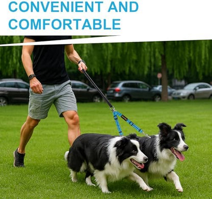 MingXpet Double Dog Leash for Two Dogs, No Pull Dog Leash, 360° Swivel No Tangle for Medium Dogs Walking & Training, Shock Absorbing Reflective Bungee, Blue - Image 7
