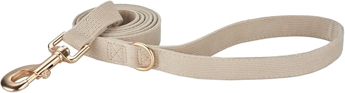Soft Corduroy Fibric Dog Leash, 5 Feet Length Lead with Heavy Duty Rotating Hook, for Medium Large Dogs.(M,White)
