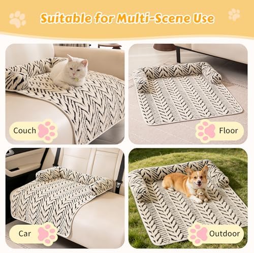 Calming Dog Bed Mats with Neck & Head Support, 35.43 x31.5 inch Black - Image 5