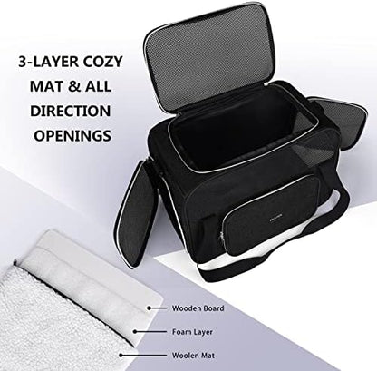 BAGLHER Pet Travel Carrier, Cat Carriers Dog Carrier for Small Medium Cats Dogs Puppies, Airline Approved Small Dog Carrier Soft Sided, Collapsible Puppy Carrier. Black - Image 5