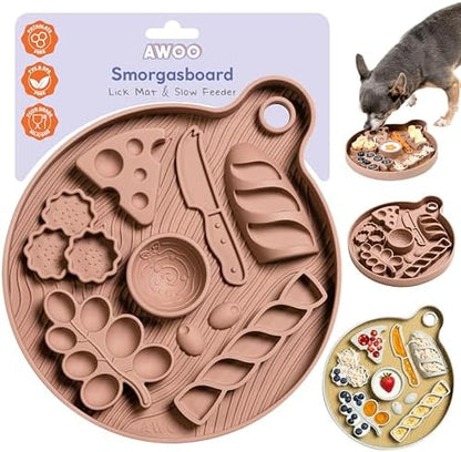 Dog Lick Mat - Silicone Slow Feeder with Suction Cups - for Fast Eaters by AwooPetEssentials