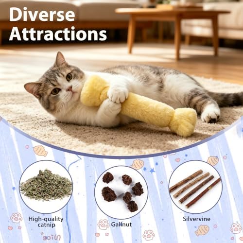 3 Pack Catnip Pillow Toys for Indoor Cats, Soft Plush Cat Toys with Pastel Macaron Colors, Interactive Catnip Toys for Biting, Cuddling and Play, Cute Kitty Toys - Image 2