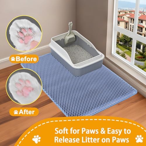 Cat Litter Mats-Extra Large 47''x36'' Litter Catcher Mat for Cat-XXL Litter box Matt for Floor-2 Layer Catcher Rug for Pet kitty Litterbox-Waterproof Urine Proof,Non-Slip,Blue - Image 5