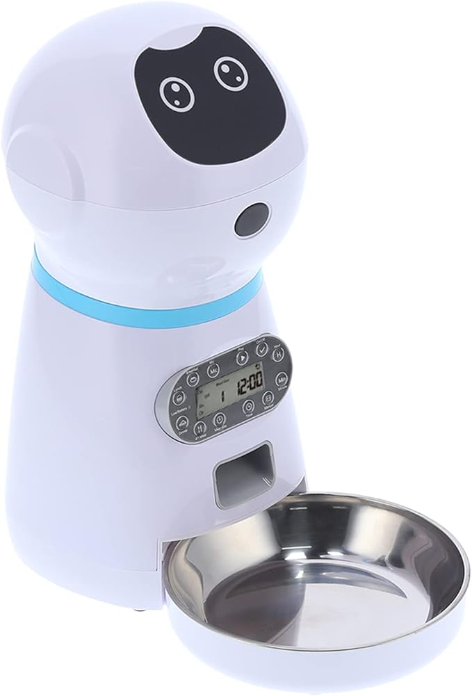Honio Pet Automatic Feeder, Robot Shape Pet Food Dispenser with Bowl for Dogs