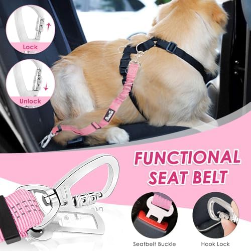 SlowTon Dog Seatbelt, 2 Pack Adjustable Heavy Duty Dog Safety Seat Belt - Image 3