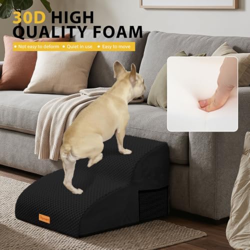 2-Step Dog Stairs for Small Dogs, Non-Slip Foam Pet Steps for Low Couch Bed - Image 6