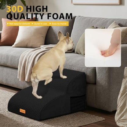 2-Step Dog Stairs for Small Dogs, Non-Slip Foam Pet Steps for Low Couch Bed - Image 6