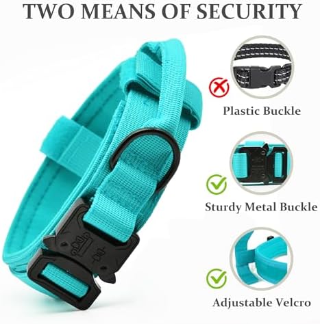 Tactical Dog Collar, Adjustable Military Training Nylon Pet Collar, Black M - Image 4
