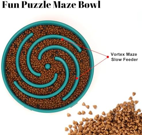 Green Slow Feeder Maze Puzzle Bowl - Large Dog Non Slip Food Feeding Dishes, Interactive, Bloat Stop, Choking Prevention - Image 2