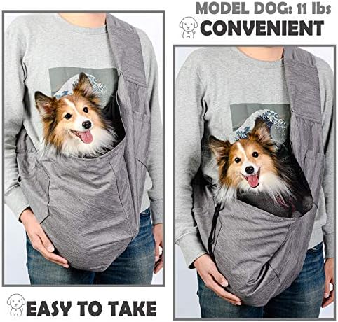 ARELLA Dog Sling Carrier for Small Dog Sling Carrier 5-15 lbs with Comfortable Adjustable Padded Shoulder Breathable Mesh for Travel Hands Free Daily Walk Outdoor Activities PDS08G - Image 2
