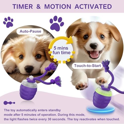 Interactive Dog Toy, [Newly Upgraded] Motion Activated Rolling Squeaky Ball for Medium/Large Dogs, Automatic Moving Dogs Ball for Boredom, USB Rechargeable(Purple) - Image 4