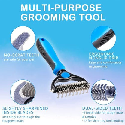 Pet Grooming Brush Cat Dog Undercoat Rake Comb Cats Shedding Brush with Metal Comb for Detangling and Dematting Pets Hair Double-Sided Shedding Comb for Dogs Cats-3PCS - Image 5