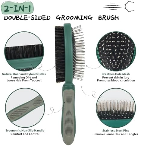 2PCS Pet Grooming Brush and Deshedding Comb Tools for Dogs Cats - Image 3