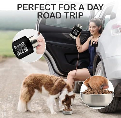KEWIXY Insulated Dog Travel Water Bottle With Detachable Bowls, Ideal Gifts for Dog Lovers, Portable Water Bottle Dispenser, For Walking, Hiking, Camping, Outdoor (Black:Dogs Better, 32 Oz) - Image 4