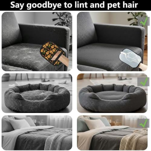 Guitar Tropical Floral Hawaiian Black Pet Hair Removal Glove For Cats Dogs - Image 4