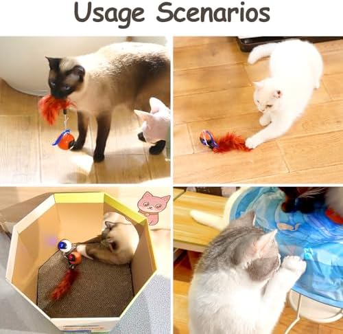Migipaws Interactive Cat Ball Toy Set, Fun Tracker, Automatic Rolling Chase Ball with Fluffy Tail, A Small Mice, Rechargeable (Orange) - Image 4