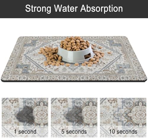 Dog Food Mat for Floors, Absorbent Pet Cat Food Bowl Mat, 2 Pack - Image 5