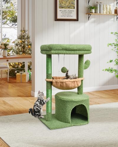 SYANDLVY Cactus Cat Tree for Indoor Cats, Green Activity Tower for Kittens - Image 2