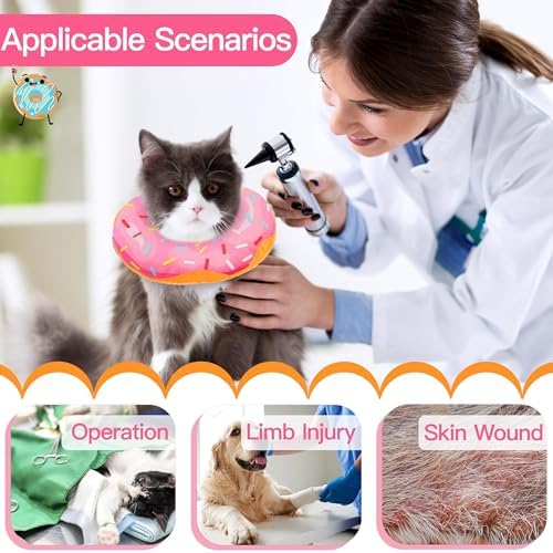 Cat Cone Collar Soft, Adjustable Cat Recovery Collars Spay Cones to Stop Licking, Cute Kittens Donut E Collar After Surgery, Anti-Lick Wound Healing Elizabetan Collars for Kittens (Pink, Small) - Image 3