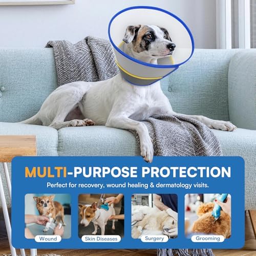 Queenmore Soft Dog Cone Collar for Dogs and Cats After Surgery, Flexible Plastic Cone for Dogs, Dog Recovery Collar, Elizabeth E-Collar Pet Head Cones for Neutering Spay Injury, Blue Medium - Image 5