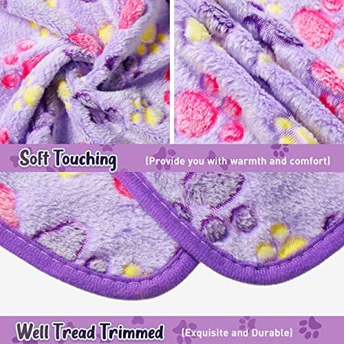 Tatuo 4 Pack Fleece Dog Blanket for Pet,Purple,30 x 20.5 Inch,Paw - Image 2