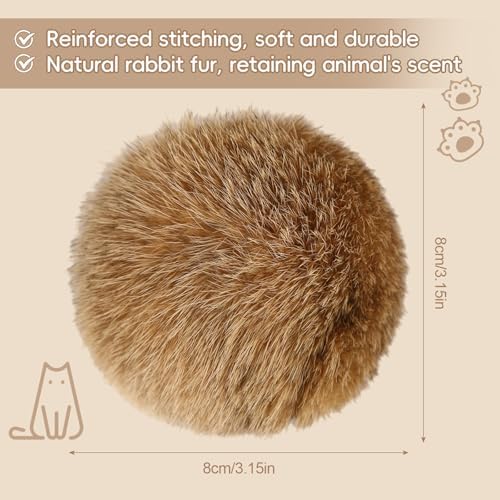 3 Pcs Rabbit Fur Catnip Balls for Cats, Interactive Pet Toys with Natural Catnip, in Large Furry Washable, for Hunting Instinct Play, Foster Emotional Connect, Pet Supplies for Indoor Cats - Image 7