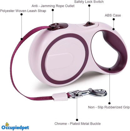 Retractable Dog Leash,16ft Dog Walking Leash Strong Nylon Tape and Anti Slip Handle One-Handed Brake No Tangle for Small Dogs Up to 44lbs.（Khaki）