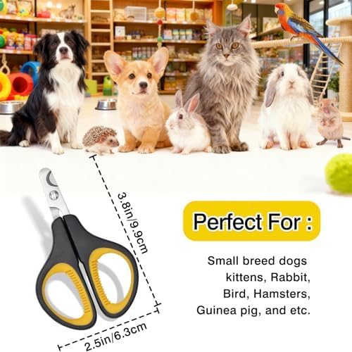 Professional Pet Nail Clippers(Yellow,2-Pack) for Cats & Small Pets, Upgraded Stainless Steel Claw Trimmers for Kittens, Puppies, Rabbits & Small Dogs - Image 4